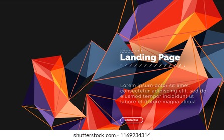 Diseño geométrico poligonal, forma abstracta de triángulos, fondo vectorial de moda