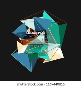 Diseño geométrico poligonal, forma abstracta de triángulos, fondo vectorial de moda