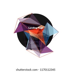 Polygonal geometric design, abstract shape made of triangles, trendy vector background