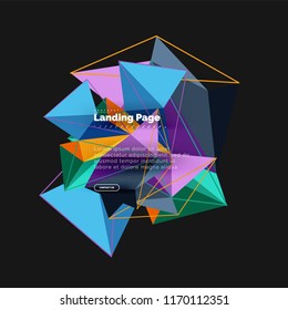 Projeto geométrico poligonal, forma abstrata feita de triângulos, fundo vetorial na moda