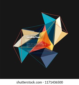 Diseño geométrico poligonal, forma abstracta de triángulos, fondo vectorial de moda