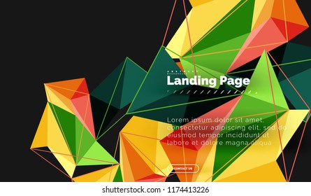 Diseño geométrico poligonal, forma abstracta de triángulos, fondo vectorial de moda