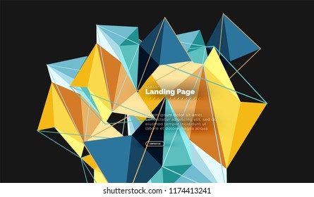 Polygonal geometric design, abstract shape made of triangles, trendy vector background