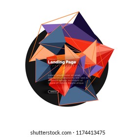 Diseño geométrico poligonal, forma abstracta de triángulos, fondo vectorial de moda