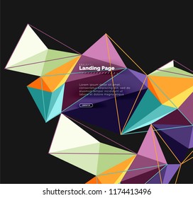 Diseño geométrico poligonal, forma abstracta de triángulos, fondo vectorial de moda