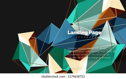 Diseño geométrico poligonal, forma abstracta de triángulos, fondo vectorial de moda