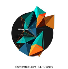 Diseño geométrico poligonal, forma abstracta de triángulos, fondo vectorial de moda