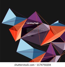 Diseño geométrico poligonal, forma abstracta de triángulos, fondo vectorial de moda