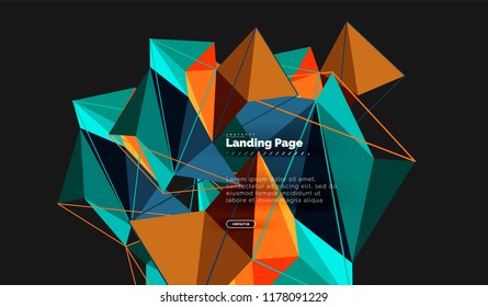 Diseño geométrico poligonal, forma abstracta de triángulos, fondo vectorial de moda