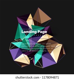 Polygonal geometric design, abstract shape made of triangles, trendy vector background