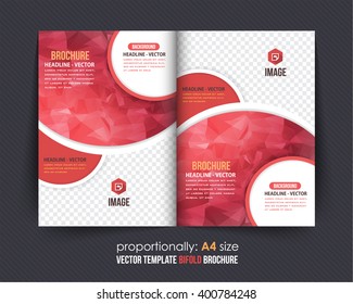 Polygonal Geometric Elements Style Business Tri-Fold Brochure Template. Corporate Leaflet, Cover Design
