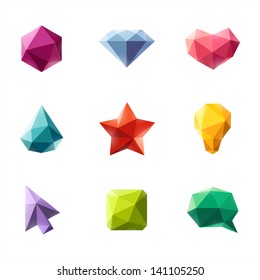 Polygonal geometric figures. Set of design elements