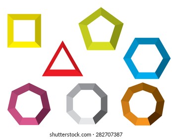 Polygonal geometric figures. Set of design elements Illustrations