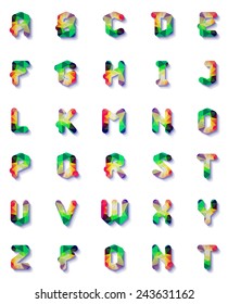 Polygonal geometric font. Creative Alphabet. Typographic Set