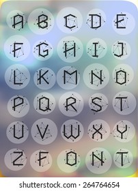 Polygonal geometric font. Creative Alphabet. Typographic Set. Cosmic style 