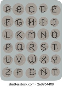 Polygonal geometric font. Creative Alphabet. Typographic Set. Cosmic style 