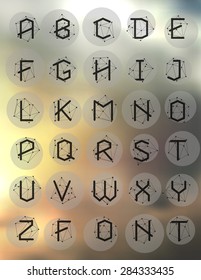 Polygonal geometric font. Creative Alphabet. Typographic Set. Cosmic style 
