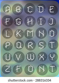 Polygonal geometric font. Creative Alphabet. Typographic Set. Cosmic style 