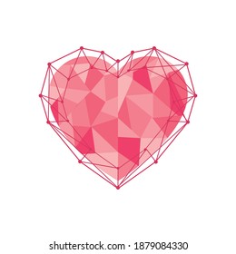 Polygonal and geometric heart design isolated on white background