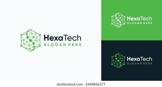 Tecnología de forma hexagonal geométrica poligonal diseño de logotipo vectorial de conexión con estilo moderno, simple, limpio y abstracto.