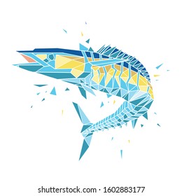Polygonal geometric low poly vector wahoo fish for t-shirt design