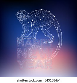 Polygonal geometric monkey. Abstract holidays vector illustration with animal.