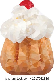 Polygonal geometric mosaic cupcake cream muffin. Vector illustration