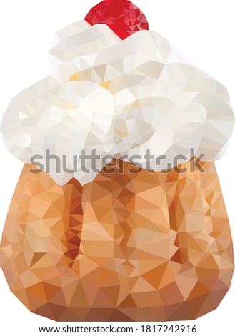 Polygonal geometric mosaic cupcake cream muffin. Vector illustration