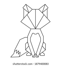 Polygonal geometric outline illustration of fox isolated on white. Contour for tattoo, logo, emblem and design element.
