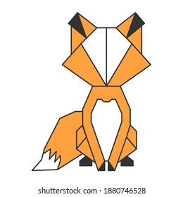 Polygonal geometric outline illustration of fox isolated on white. Contour for tattoo, logo, emblem and design element.