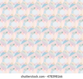 Polygonal geometric seamless colored honeycomb fabric texture. Vector pattern mosaic Kaleidoscope design for background, flyers, fabrics, posters, business cards, website, postcards.