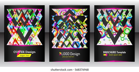 Polygonal geometric shape brochure background. Chaotic surface colorful report design for cover. Modern abstract pattern flyer. Colorful mixed geometric shapes for folder. Vector eps 10