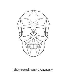 Polygonal geometric skull isolated on white background. Vector illustration