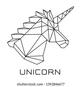Polygonal geometric unicorn's head. Abstract linear. Vector illustration.