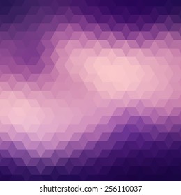 Polygonal geometric vector background with color gradient on triangles or diamond shapes pattern. Abstract vivid violet blurred mosaic wallpaper for banner design template