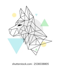 Polygonal geometric wolf black outline. Abstract vector wolf polygonal modern logo design