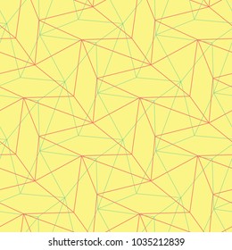 Polygonal Geometric yellow seamless pattern. Colored background with pink and green design for wallpapers, textile and fabrics