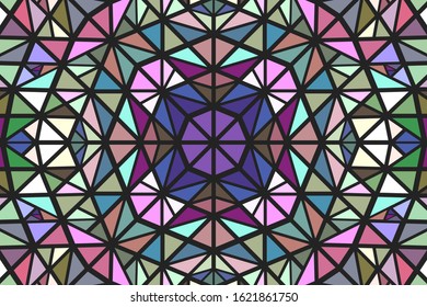 Polygonal geometrical colorful radial mosaic background design - hypnotic abstract psychedelic vector graphic from triangles