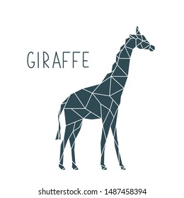 Polygonal Giraffe illustration. Vector wild animal poster.