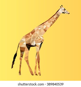 polygonal giraffe, polygon triangle animal, isolated vector