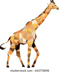 Polygonal Giraffe, Polygon Triangle Animal, Isolated Vector, Low Poly