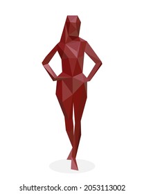 polygonal girl 3d model. low poly mannequin logo vector illustration