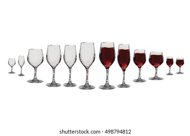 Polygonal glass alcohol drinks set.
