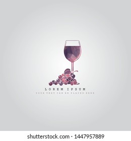 Polygonal glasses of wine with grapes