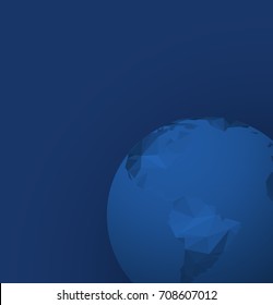 Polygonal globe template on dark blue background.