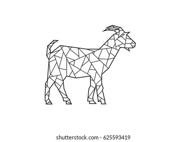 Polygonal Goat Farm Animal. Editable Clip Art.