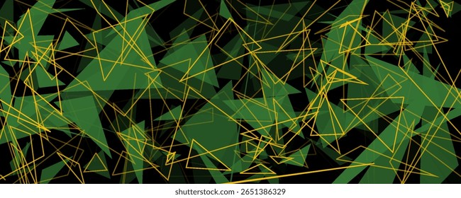 Polygonal Gold And Green Mosaic Background. Beautiful Vector eps 10