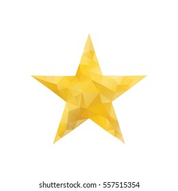 Polygonal gold star isolated