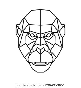 Polygonal Gorilla . Geometric line animal. Vector illustration.