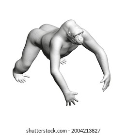 Polygonal gorilla model isolated on white background. 3D. Isometric view. Vector illustration